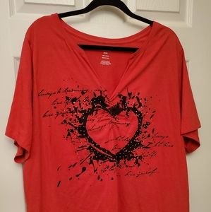 Red Lane Bryant t-shirt with heart design